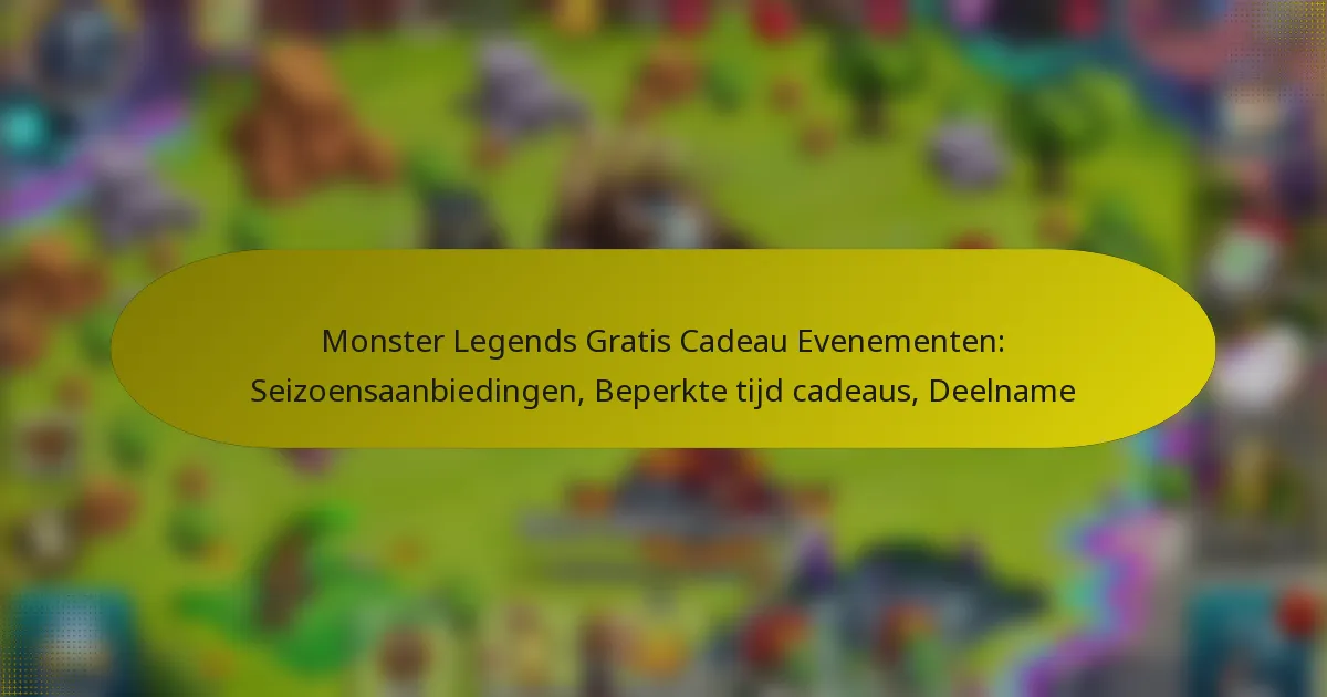 Monster Legends Gratis Cadeau Evenementen: Seizoensaanbiedingen, Beperkte tijd cadeaus, Deelname