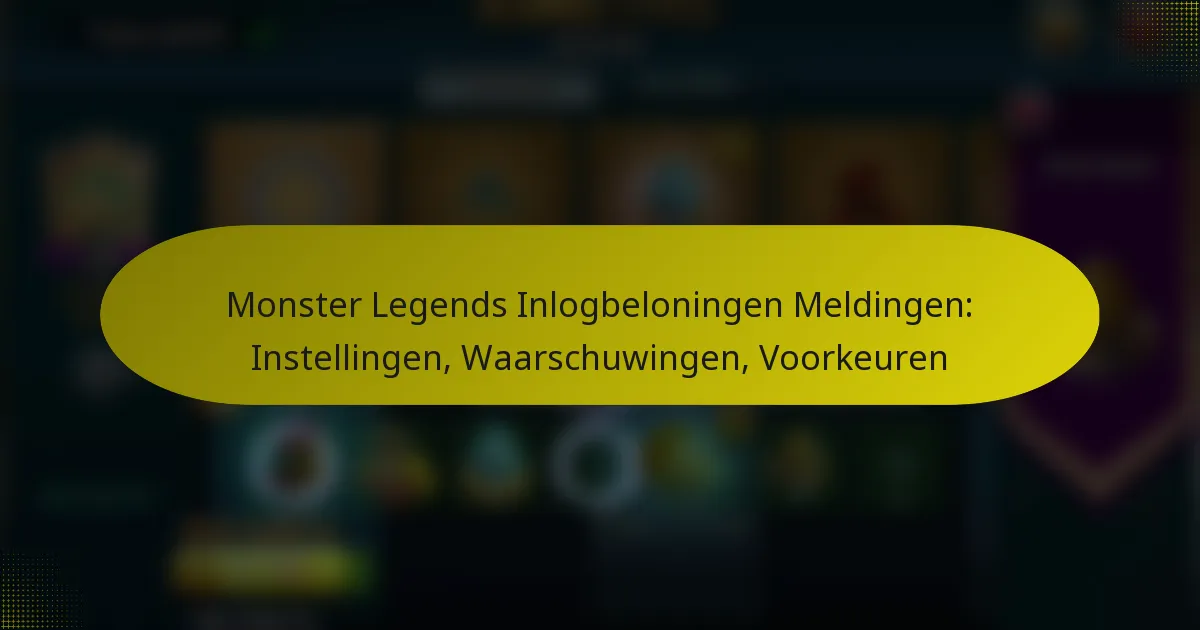 Monster Legends Inlogbeloningen Meldingen: Instellingen, Waarschuwingen, Voorkeuren