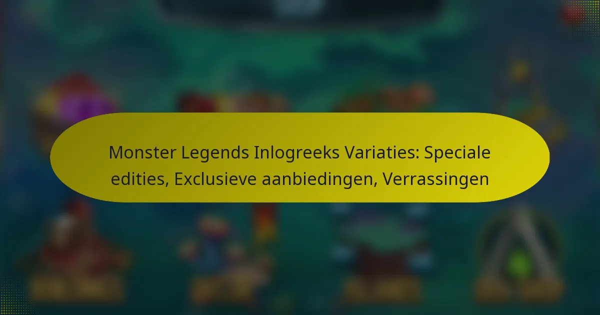 Monster Legends Inlogreeks Variaties: Speciale edities, Exclusieve aanbiedingen, Verrassingen