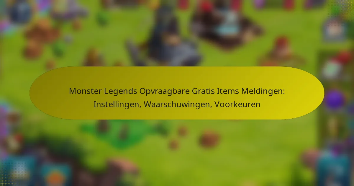 Monster Legends Opvraagbare Gratis Items Meldingen: Instellingen, Waarschuwingen, Voorkeuren