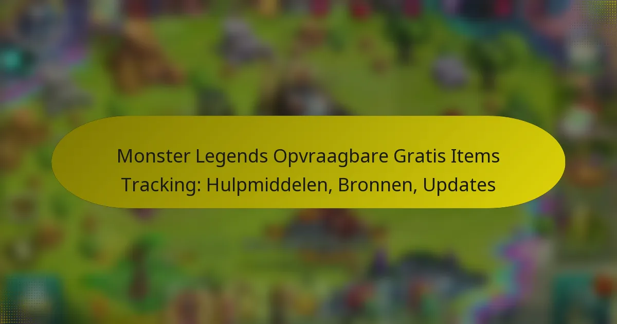 Monster Legends Opvraagbare Gratis Items Tracking: Hulpmiddelen, Bronnen, Updates