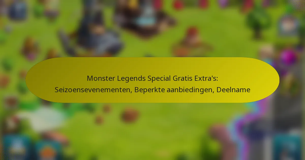 Monster Legends Special Gratis Extra’s: Seizoensevenementen, Beperkte aanbiedingen, Deelname