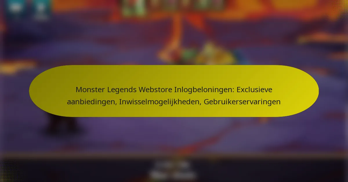 Monster Legends Webstore Inlogbeloningen: Exclusieve aanbiedingen, Inwisselmogelijkheden, Gebruikerservaringen