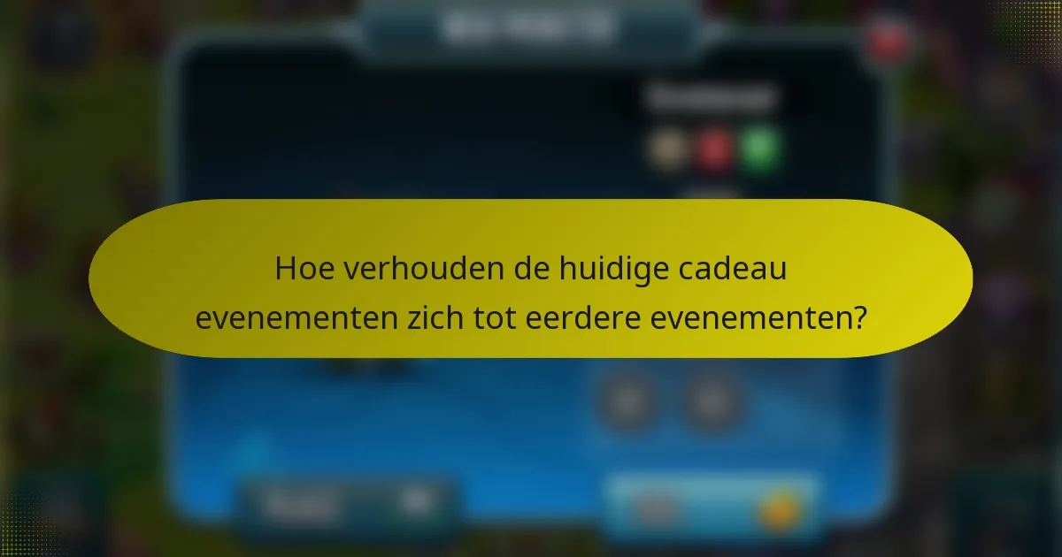 Hoe verhouden de huidige cadeau evenementen zich tot eerdere evenementen?